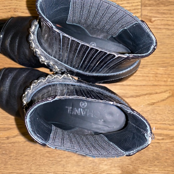 Black Leather Chanel Ankle Boots size 37 - Picture 7 of 7